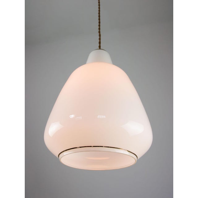 Mid-Century Modern Italian White Glass and Brass Pendant Lamp, 1960s For Sale - Image 6 of 13