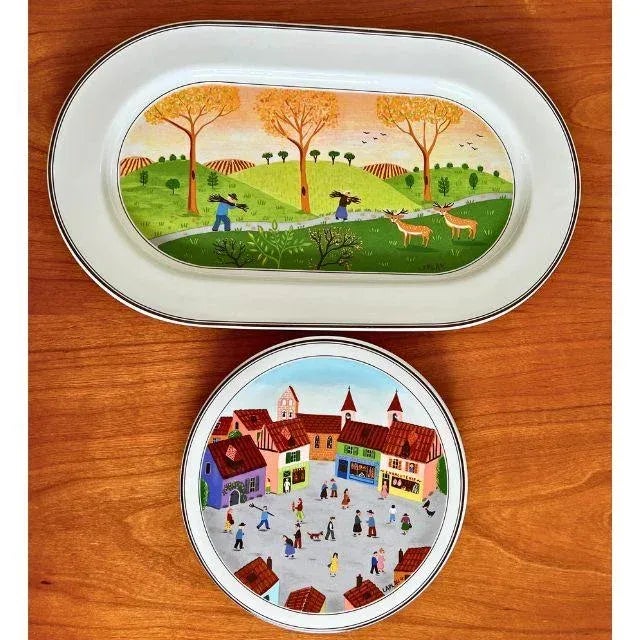 1980s Villeroy and Boch, Design Naif, Oval Serving Platter and