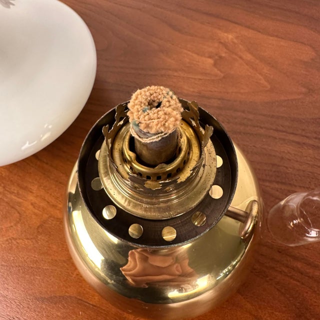 Drastic New Danish Louis Poulsen & Co. Petronella Oil Lamp by Henning Koppel Glass and Brass For Sale - Image 10 of 12