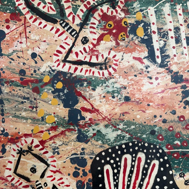 Large Abstract Folk Art Acylic Painting "Magdalenian Magike" by T. Dalton. 1977 For Sale In New York - Image 6 of 9