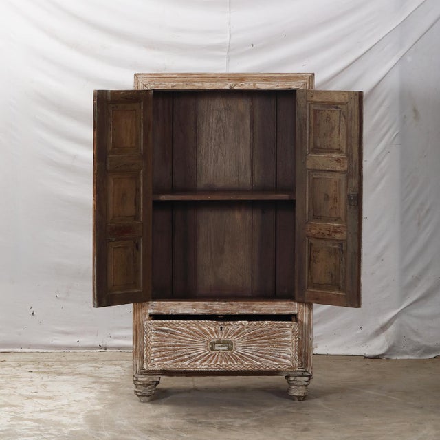 Antique Anglo-Indian Teakwood Small Armoire For Sale In Santa Fe - Image 6 of 7