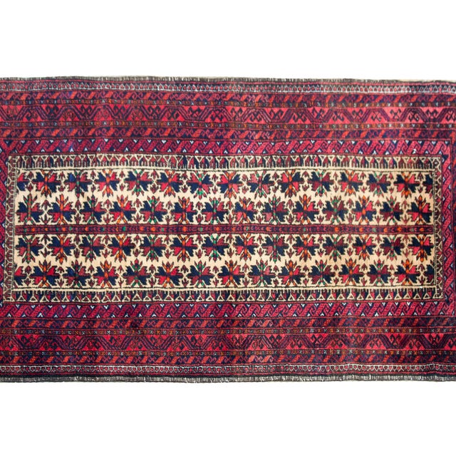 Burgundy Vintage Persian Baluch Rug For Sale - Image 8 of 15