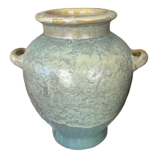 Large & Impressive Vintage Fulper Double Handled 12" Art Pottery Vase For Sale