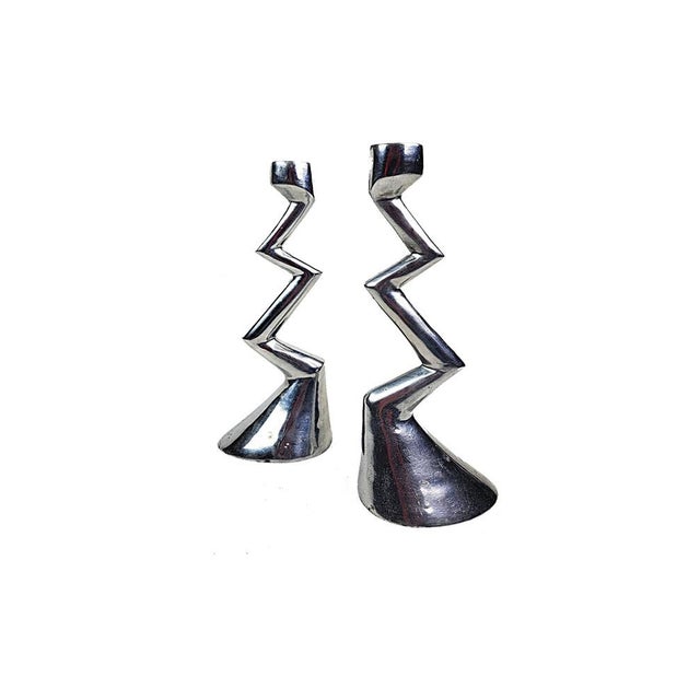 Zig Zag Candlesticks by Matthew Hilton for SCP England, 1980s, Set of 2 For Sale - Image 15 of 15