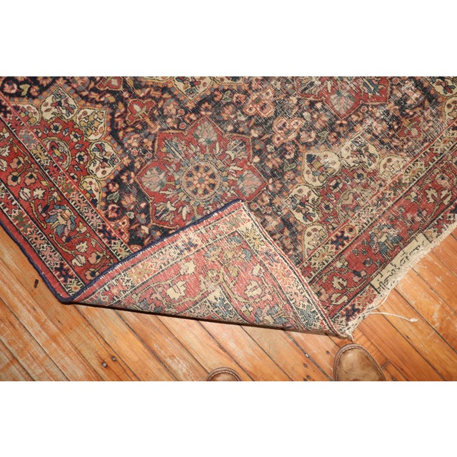 Textile 19th Century Worn Zabihi Collection Persian Rug - 4'1" x 4'8" For Sale - Image 7 of 10
