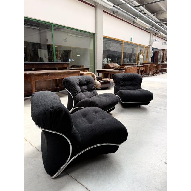 1980s Corolla Armchairs by Ipe, 1970, Set of 3 For Sale - Image 5 of 7