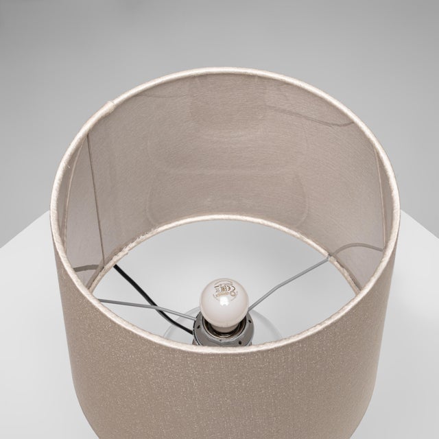 1970s Ml1 Sculptural Table Lamp in Glass with Rubelli Shade by Ingo Maurer, 1970s, Set of 2 For Sale - Image 5 of 8