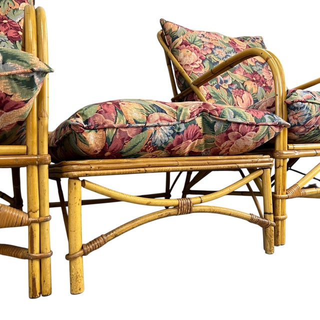 Vintage Bent Bamboo Lounge Chairs and Ottoman For Sale - Image 10 of 11