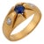 1900-1909 Victorian Sapphire Old European Cut Diamond 18k Yellow Gold Ring, Size 10.75 For Sale