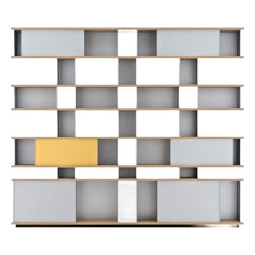 Nuage Shelving Unit in Wood and Aluminium by Charlotte Perriand for Cassina For Sale