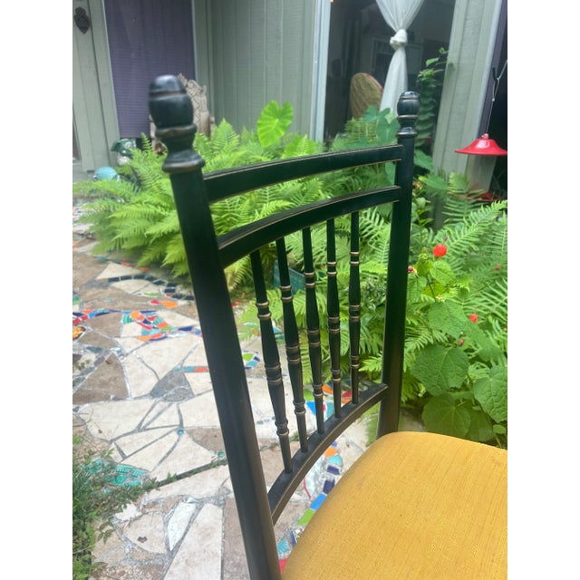 1960s Vintage Ebonized Black and Gold Regency Side Chair by Tell City Chair Company For Sale - Image 4 of 13