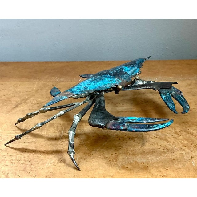 Contemporary Vintage Patinated Metal Crab Figure For Sale - Image 3 of 12