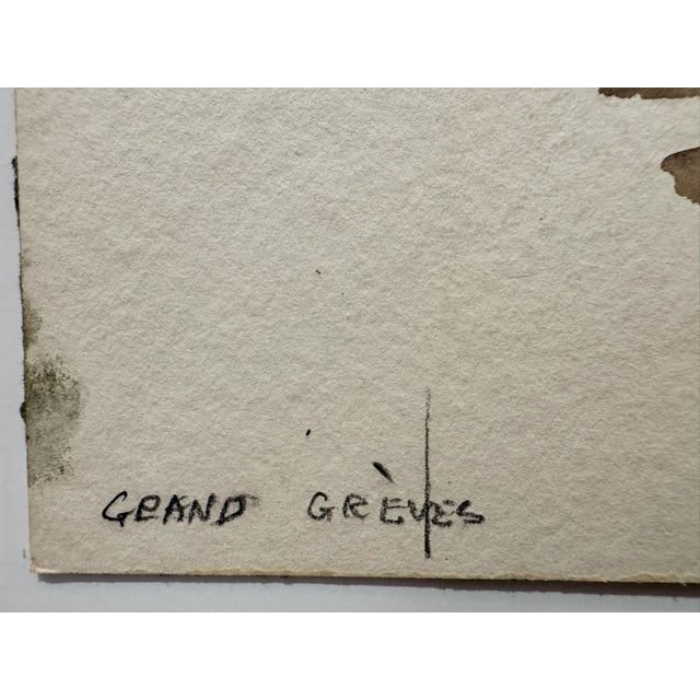 Henry Emil Salloch Original Watercolor on Paper Grand Gréves, 1957. For Sale - Image 4 of 7