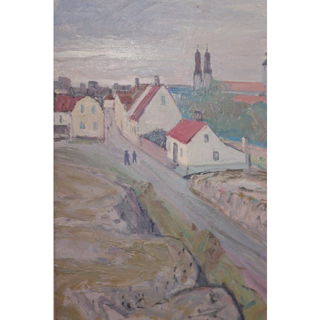 E. R. Olsson, Village Scene II, 1950s, Oil on Panel, Framed For Sale - Image 12 of 18