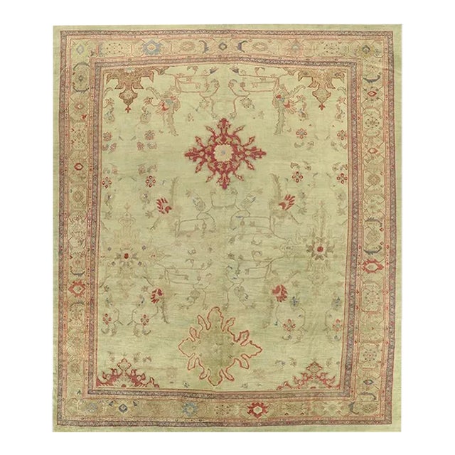 1910s Antique Persian Sultanabad Area Rug 13’0″ X 14’10” For Sale