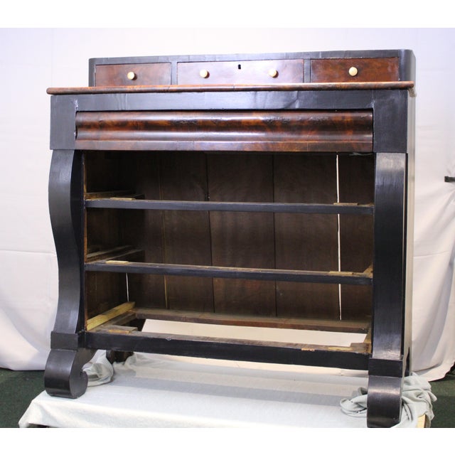 Mid 19th Century Empire Chest Mahogany With Black Trim For Sale - Image 9 of 10