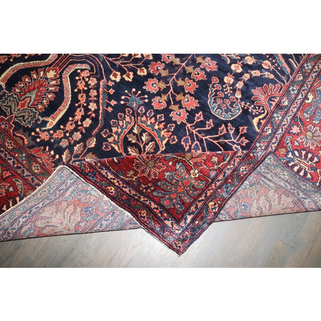 Navy Sarouk Ferehan Rug rug no.j5088 For Sale - Image 4 of 13