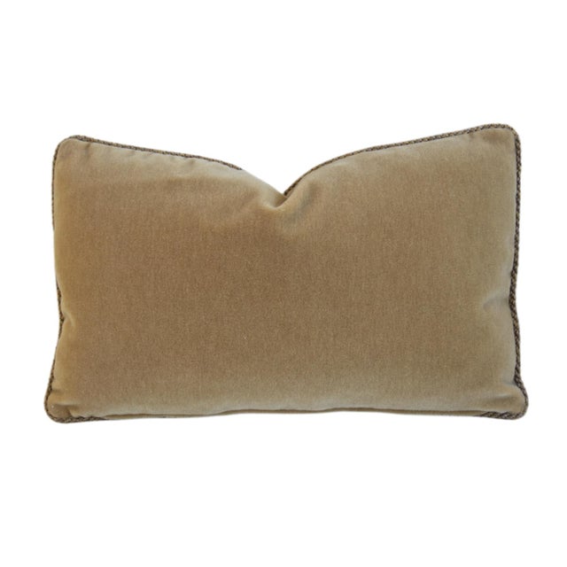 Designer Italian Scalamandre Le Tigre Tiger Velvet Feather/Down Pillow With Samuel & Sons Trim For Sale In Los Angeles - Image 6 of 7