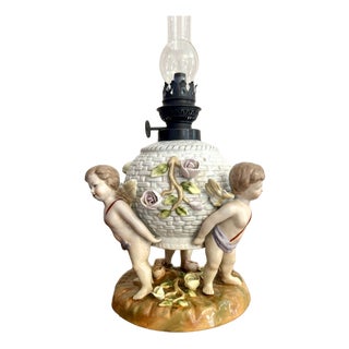 Antique Porcelain Oil Lamp from Sitzendorf, 1900 For Sale