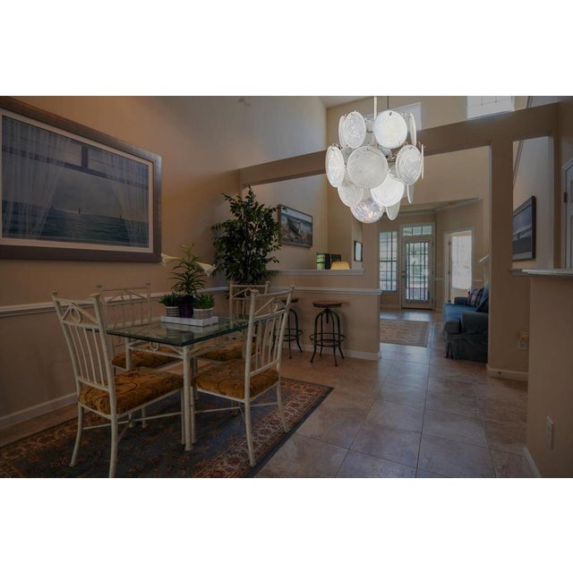 Vintage Italian Murano Chandelier with 24 White Disks, 1980s For Sale - Image 15 of 18