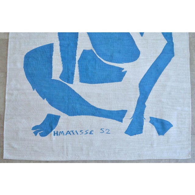 Textile Henri Matisse - Blue Nude 4 - Inspired Silk Hand Woven Flat Weave Area - Wall Rug 4′11″ × 6′10″ For Sale - Image 7 of 12