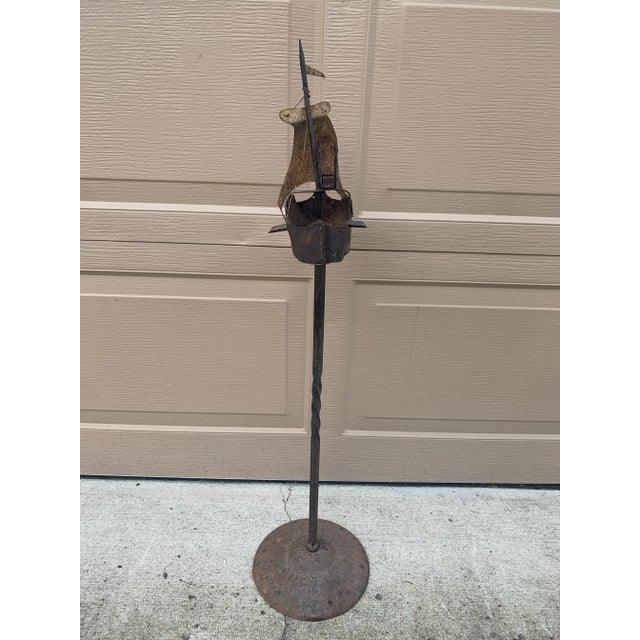 Vintage Wrought Iron Sailing Ship Ashtray on Stand For Sale - Image 12 of 12