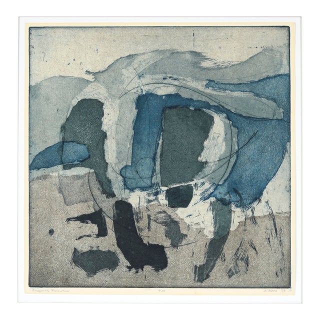 "Animated Formation" Abstract Aquatint Etching by Kay Metz For Sale