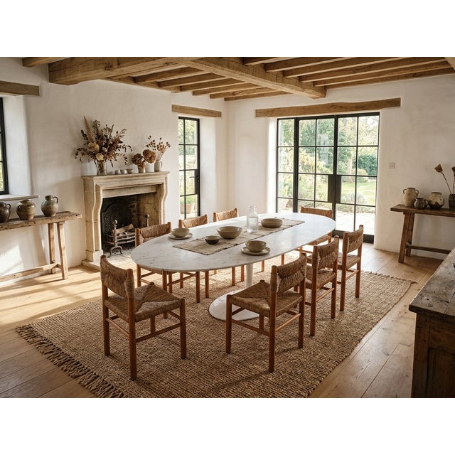 Looking for a unique vintage statement? This rare, matching set of eight late 1960s chairs embodies "rustic chic,"...
