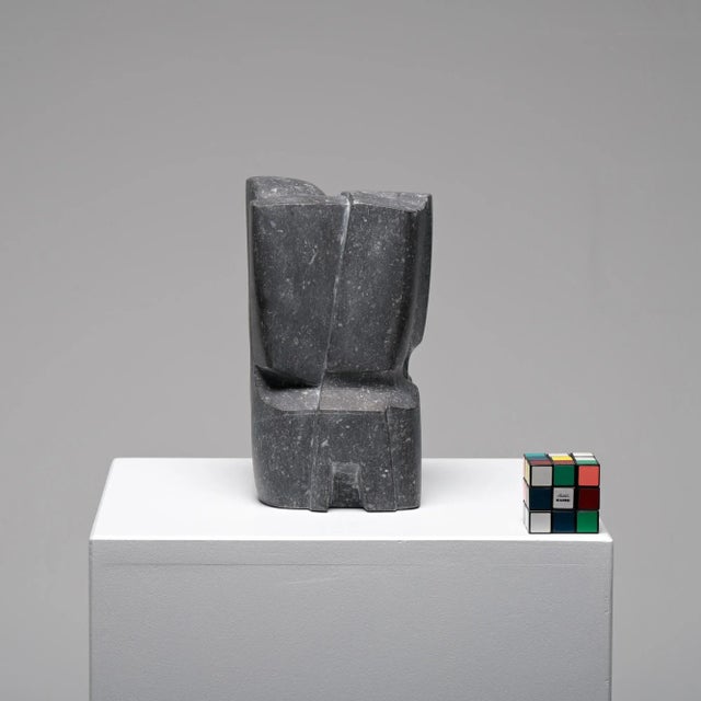 This abstract sculpture in Belgium bluestone was sculpted ‘en taille directe’ by the Belgian artist Jan Keustermans. The...