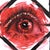 Abstract Embers Stare 3 by Stefan Smit | Oil on Panel Eye in red tones with geometric background For Sale - Image 3 of 5