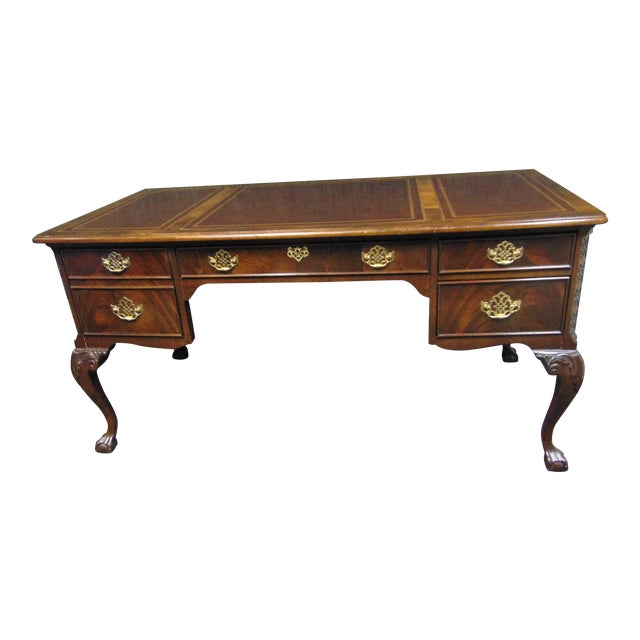 Sligh Chippendale Mahogany Leather Top Executive Desk Chairish
