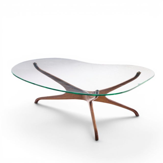 Vladimir Kagan for Dreyfuss Mid Century Walnut Tri-Symmetric Coffee Table For Sale In Chicago - Image 6 of 8