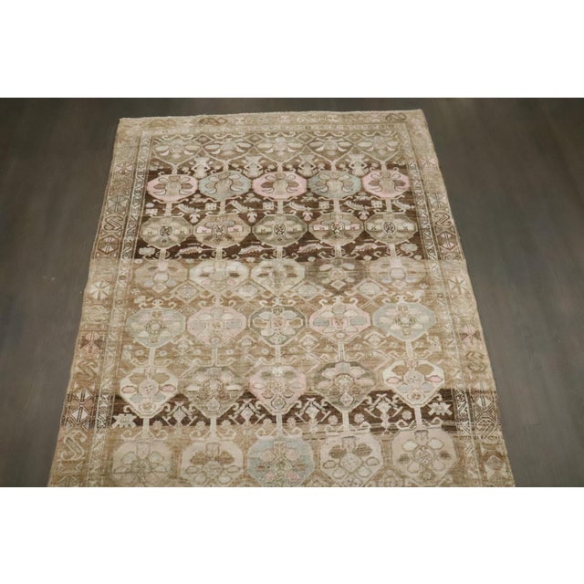 Mid 20th Century Vintage Persian Brown Pink Carpet - 4'8" x 9'2" For Sale - Image 5 of 8