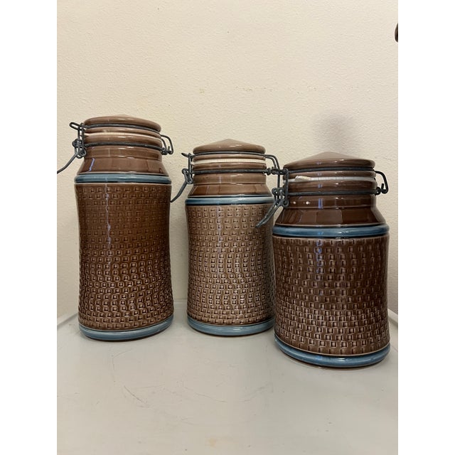 Brown Mid Century Ceramic Italian Canister Signed Baldelli- Set of 3 For Sale - Image 8 of 11