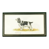 Mid 20th Century Cyril Gorainoff Hand-Painted Cocker Spaniel Porcelain Plaque on Navy Blue Leather-Lined Cigarette Case For Sale