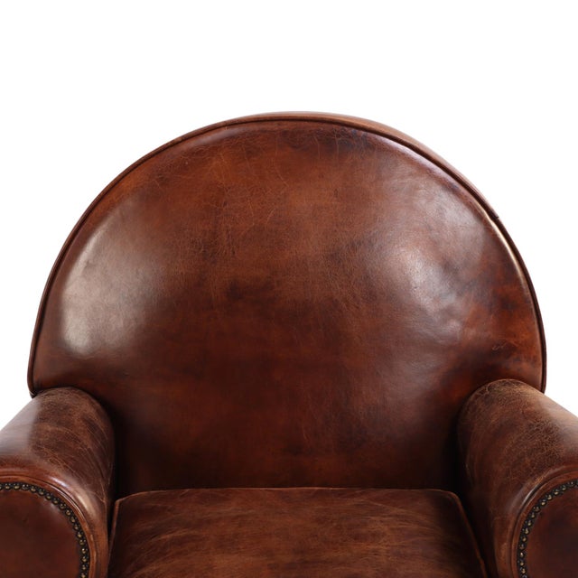 Pair of Dutch Art Deco Leather Club Chairs, 20th Century For Sale - Image 4 of 8