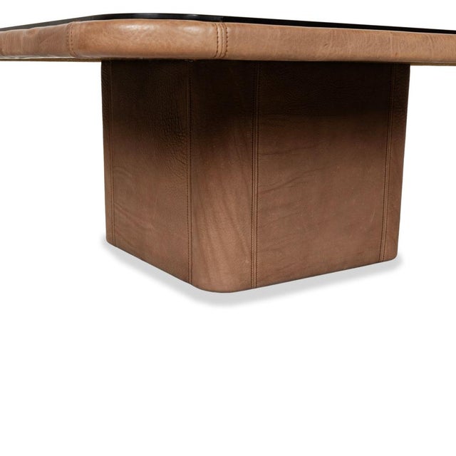 DS-47 Leather Glass Coffee Table in Brown from de Sede For Sale - Image 4 of 12