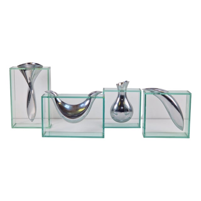 Vase in Glass by Lisa Mori, 1980s, Set of 4 For Sale