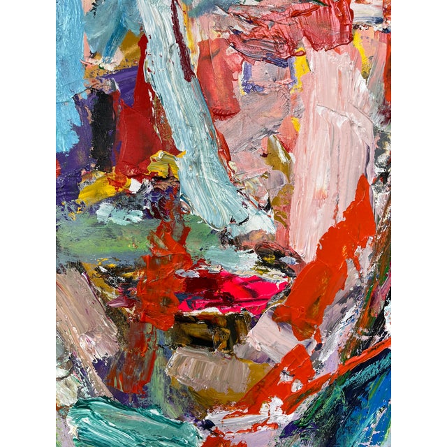 Wood Abstract Expressionist Portrait Original Oil Painting For Sale - Image 7 of 12