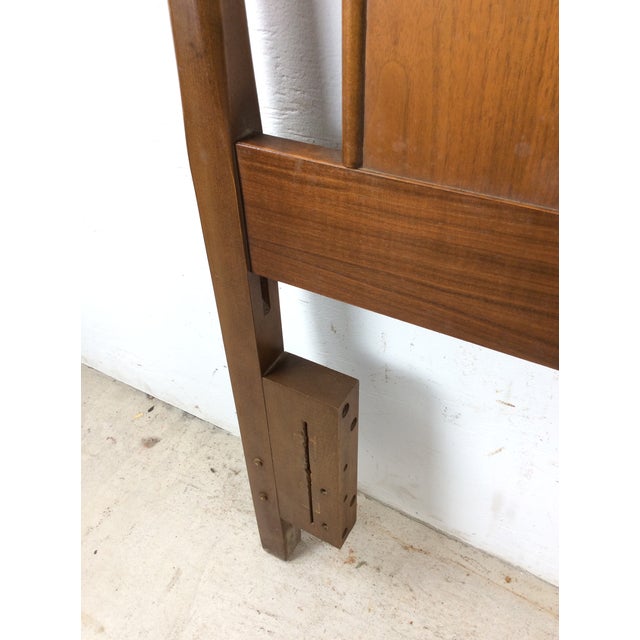 Wood Mid Century Modern Full Size Walnut Headboard With Turned Wood Frame For Sale - Image 7 of 17