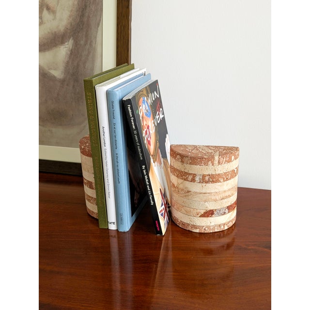 Vintage Striped Travertine Demilune Bookends by Fratelli Mannelli, 1970s, Set of 2 For Sale - Image 15 of 16