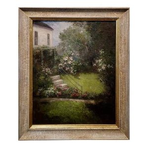 Anna Eliza Hardy-The Rose Garden in Full Bloom-1920s Impressionist Oil Painting