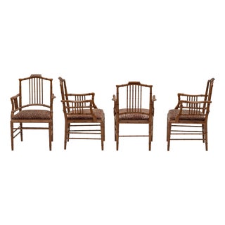 Italian Faux Bamboo Armchairs, 1970s, Set of 4 For Sale