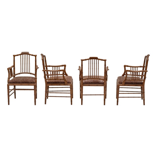 Italian Faux Bamboo Armchairs, 1970s, Set of 4 For Sale