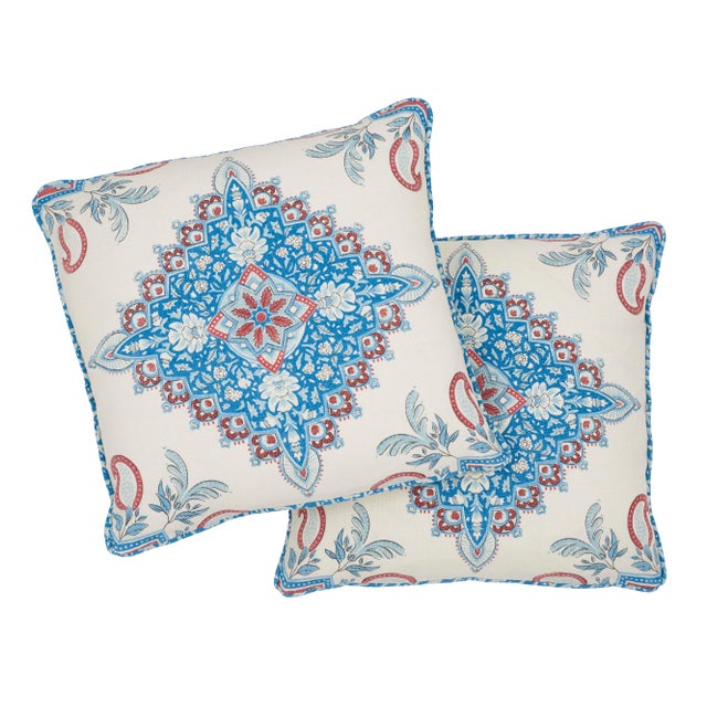 Schumacher Schumacher X Mark D. Sikes Montecito Medallion 18" Pillow in Red For Sale - Image 4 of 6