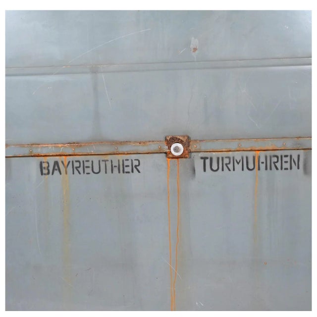 Blue Early 20th Century Hand-Painted French Tower Clock Face For Sale - Image 8 of 11