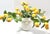A clean-lined vintage Italian ceramic vase featuring a hand-painted yellow grid over glossy white glaze, offering a subtle...