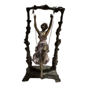 Auguste Moreau, Lady on Swing Sculptural Bronze