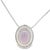 A pendant necklace featuring a blue chalcedony cabochon set in a 14k gold frame. The pendant is accented with round white...