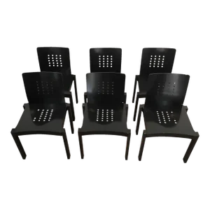 1993 Thonet Design Black Wood Chairs - Set of 6